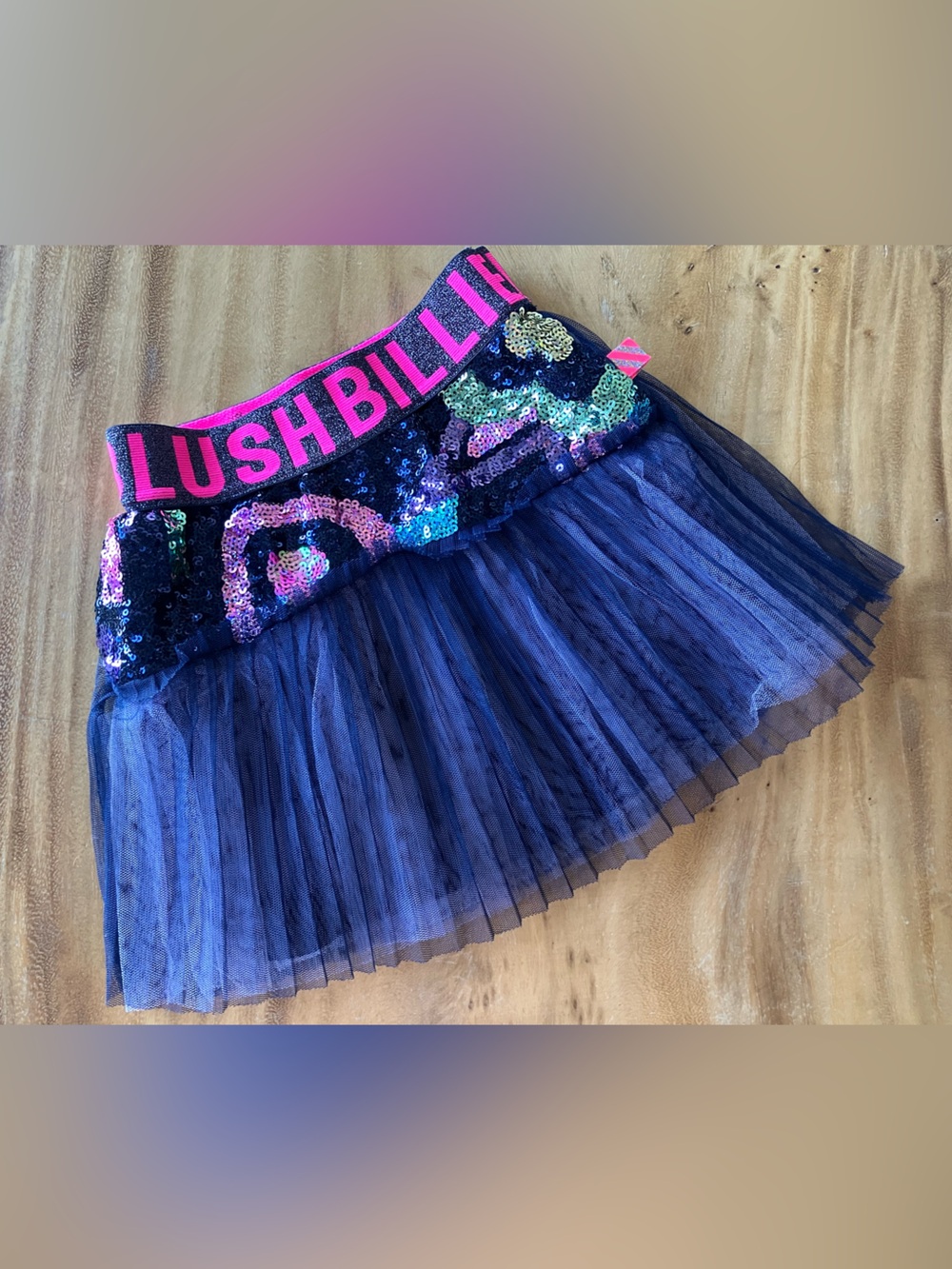 BillieBlush (2T) Navy Sequin Tulle Skirt